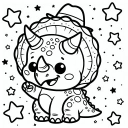 Fröhlicher Hutsaurier - Tags: #Triceratops #Dinosaurier #Malspaß #KreativitätFördern
