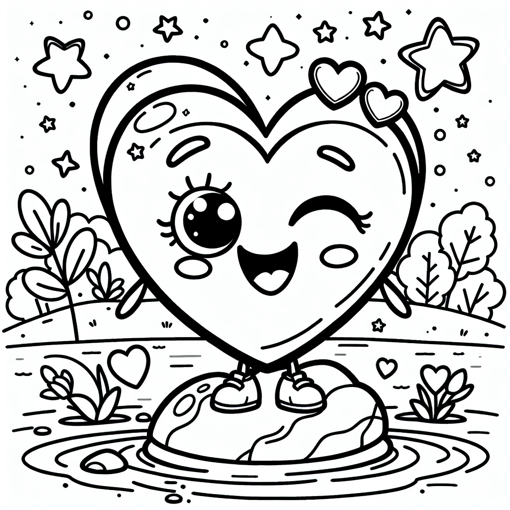 Fröhlicher Valentinstag - Valentinstag-Stein, Herzenselemente, fröhliches Ausmalen