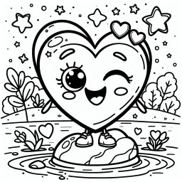 Fröhlicher Valentinstag - Valentinstag-Stein, Herzenselemente, fröhliches Ausmalen