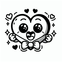 Herzige Figur – Tags: Valentinstag, Herzen, Liebe, Ausmalbild, Kreativ