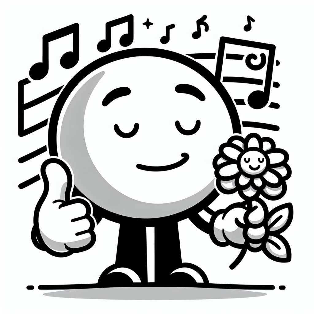 Fröhlicher Notengruß - Valentinstag, Ausmalbild, Blumen, Herzen, Musiknoten