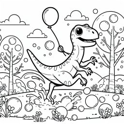 Flinker Velociraptor tanzt - Velociraptor, Ballonspaß, Frühlingserwachen, Dinosaurierfreude, Blumentanz