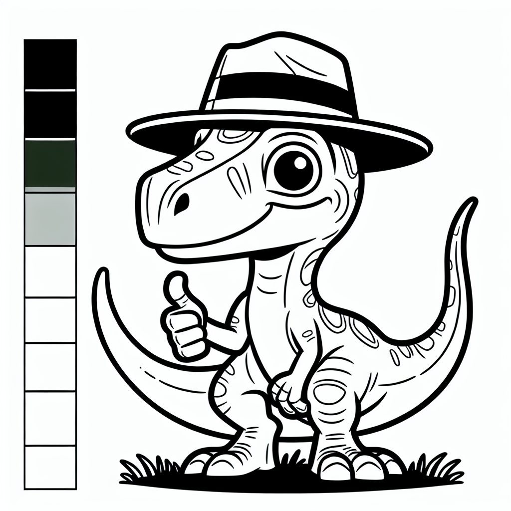 Neugierig-Schnabel - Dinosaurier, Velociraptor, Ausmalbild, Kreativität, Abenteuer