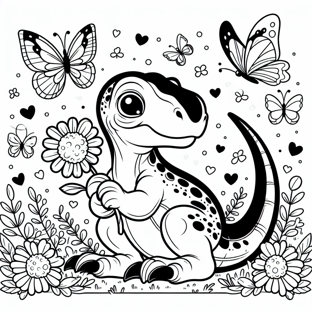 Willkommen in der aufregenden Welt der Dinosaurier! Heute stellen wir dir einen ganz besonderen Freund vor: unseren lustigen Velociraptor! Auf diesem Ausmalbild hält er eine bunte Blume und wird von fröhlichen Schmetterlingen umschwirrt. Aber wusstest du, dass Velociraptoren einige der schnellsten Dinosaurier waren? Mit seinen schlanken Beinen konnte er blitzschnell laufen und seine Beute überraschen.
Ein weiteres Geheimnis über den Velociraptor ist sein besonderes Federkleid. Ja, du hast richtig gehört! Obwohl viele Dinosaurier mit schuppigen Haut gezeigt werden, hatten Velociraptoren tatsächlich Federn. Diese Federn halfen ihnen wahrscheinlich dabei, warm zu bleiben und sahen auch noch ziemlich cool aus!
Wenn du das Bild ausmalst, kannst du dir vorstellen, welche Farben sein Federkleid haben könnte. Vielleicht möchtest du es leuchtend bunt gestalten - genau wie einen Regenbogen!
Velociraptoren waren auch bekannt dafür, dass sie in Gruppen jagten. So konnten sie noch cleverer und erfolgreicher Beute fangen. Das macht sie zu richtig schlauen Dinos!
Jetzt, wo du dieses geheime Wissen über den Velociraptor kennst, schnapp dir deine Buntstifte und bringe unser Dino-Abenteuer zum Leben!
