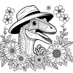 Witzhutrainer – Tags: Dinosaurier, Velociraptor, Ausmalbild, Kreativität, Abenteuer