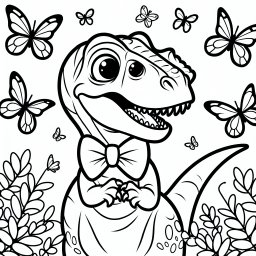 Schmetterlingsjagd – #Velociraptor #Dinosaurier #Kreativität #Ausmalbild #Schmetterlinge
