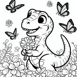 Lustigraptor-Blüte – Tags: #Velociraptor, #Ausmalspaß, #Dinofakten, #Schmetterlinge, #Federkleid