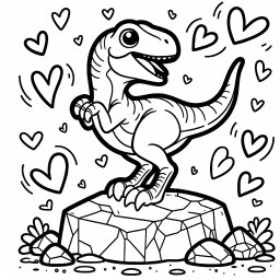 Herziger Felsenflitzer – Tags: Velociraptor, Dinosaurier, Ausmalbild, Kreativität, Malspaß