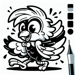 Tanzender Federspatz - Ausmalbilder, Kinder, Vögel, Kreativität