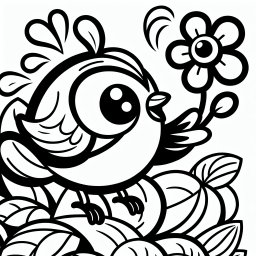 Freudiger Blütenflügel – Tags: Vögel, Ausmalbild, Kreativität, Farben, Natur