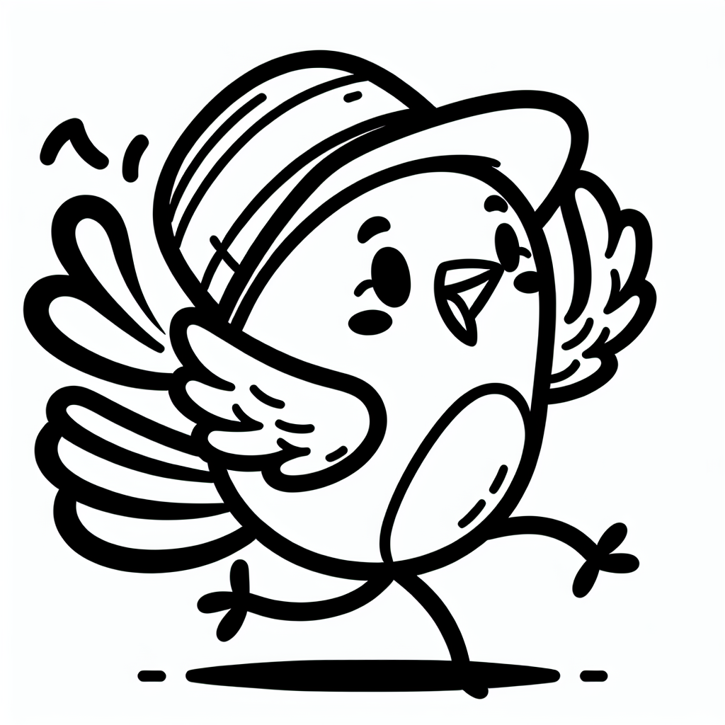 Fröhliche Hutamsel - Tags: Ausmalbild, Vögel, Kreativität, Kinderkunst, Natur erleben