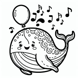 Musikalischer Ballonwal - Tags: #Wale #Kreativität #Kinderkunst #Ozeanabenteuer #Malvorlage