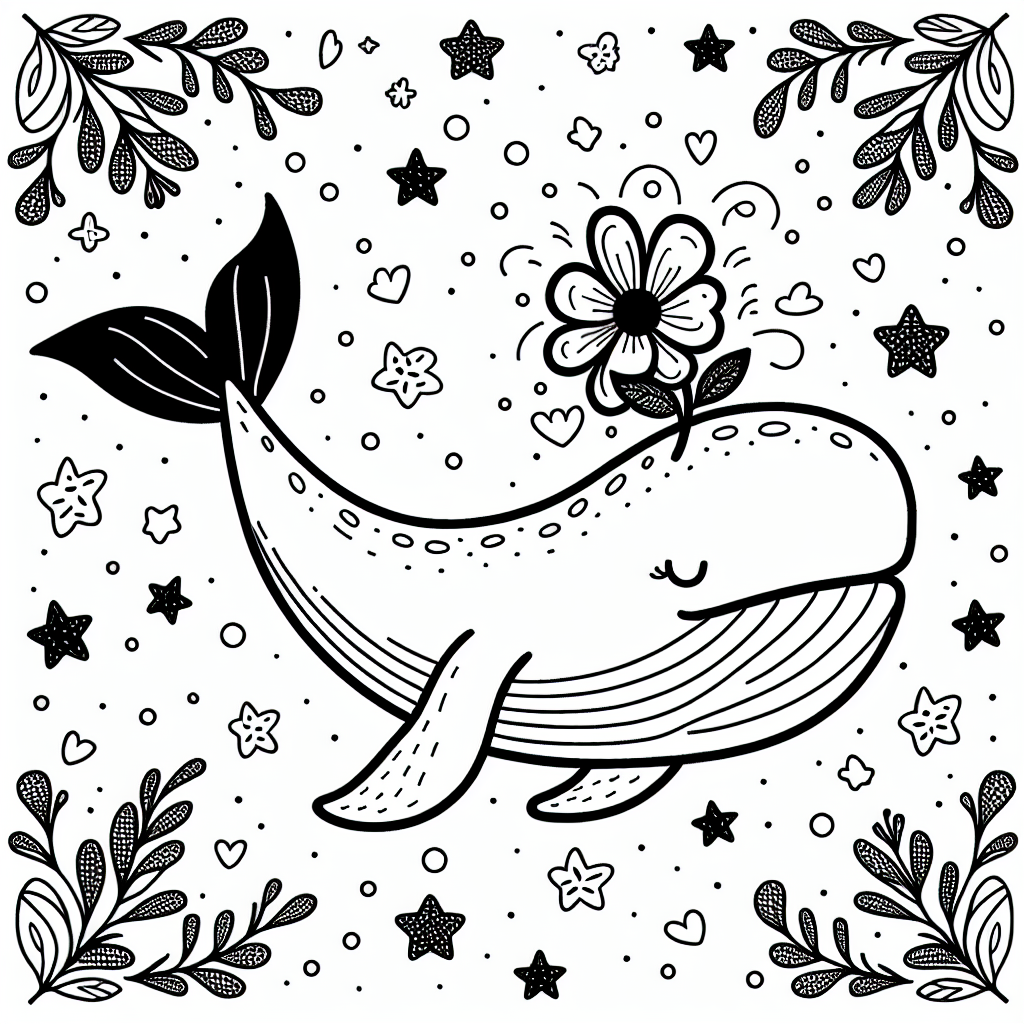 Tauche ein in die magische Welt der Ozeane und triff unseren besonderen Freund, den freundlichen Wal. Auf diesem zauberhaften Ausmalbild hält der Wal eine wunderschöne Blume, während glitzernde Sterne um ihn herum tanzen. Vielleicht fragst du dich, warum dieser Riesenfisch eine Blume hat? Hier kommt das Geheimnis: Der Wal hat die Blume als Geschenk von einem Seepferdchen erhalten, das ihm seinen Gesang beibrachte! Ja, Wale sind nämlich wahre Meister im Singen. Mit ihren melodischen Lauten erzählen sie Geschichten und rufen sich gegenseitig im weiten Ozean.
Während du das Bild bunt ausmalst, stelle dir vor, wie der Wal durch das Wasser gleitet und bei jedem Tauchgang sanft ein Bläschchen aus seinem Blasloch pustet. Es ist, als würde er die Sterne mit seinen Liedern zum Funkeln bringen. Lass deiner Fantasie freien Lauf und male die Sterne in all den Farben, die du dir vorstellen kannst!
Jetzt bist du dran! Welche Farben wählst du für den Wal, die Blume und die funkelnden Sterne? Vielleicht macht der Wal bald eine Reise durch deine bunte Unterwasserwelt!