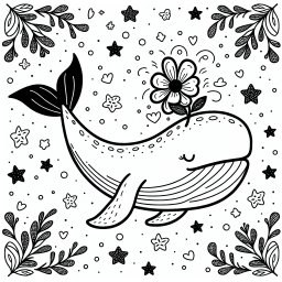 blütenfroher Wal – #Wale, #Ozean, #Gesang, #Ausmalen, #Fantasie