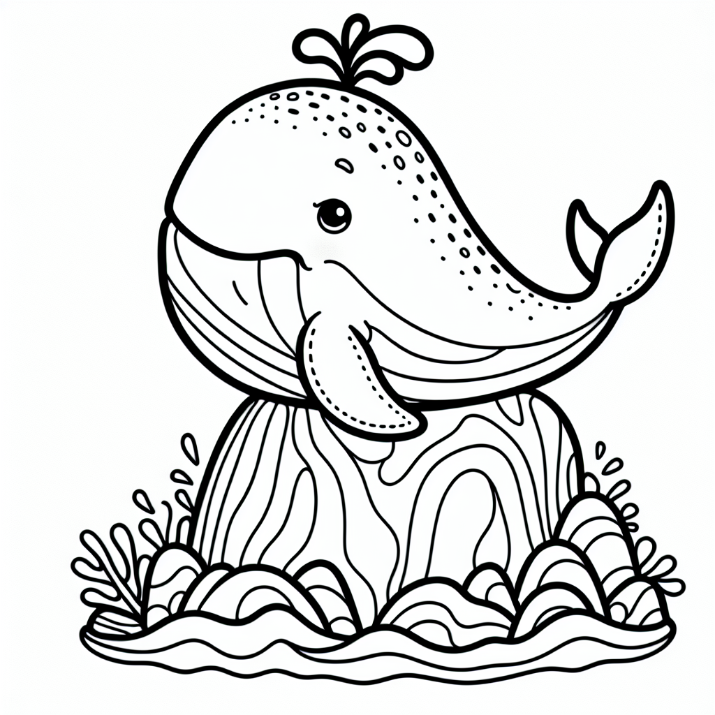 Fröhlicher Felsenwal - #Wal #Ausmalbild #OzeanAbenteuer #KreativitätFördern #KinderKunst