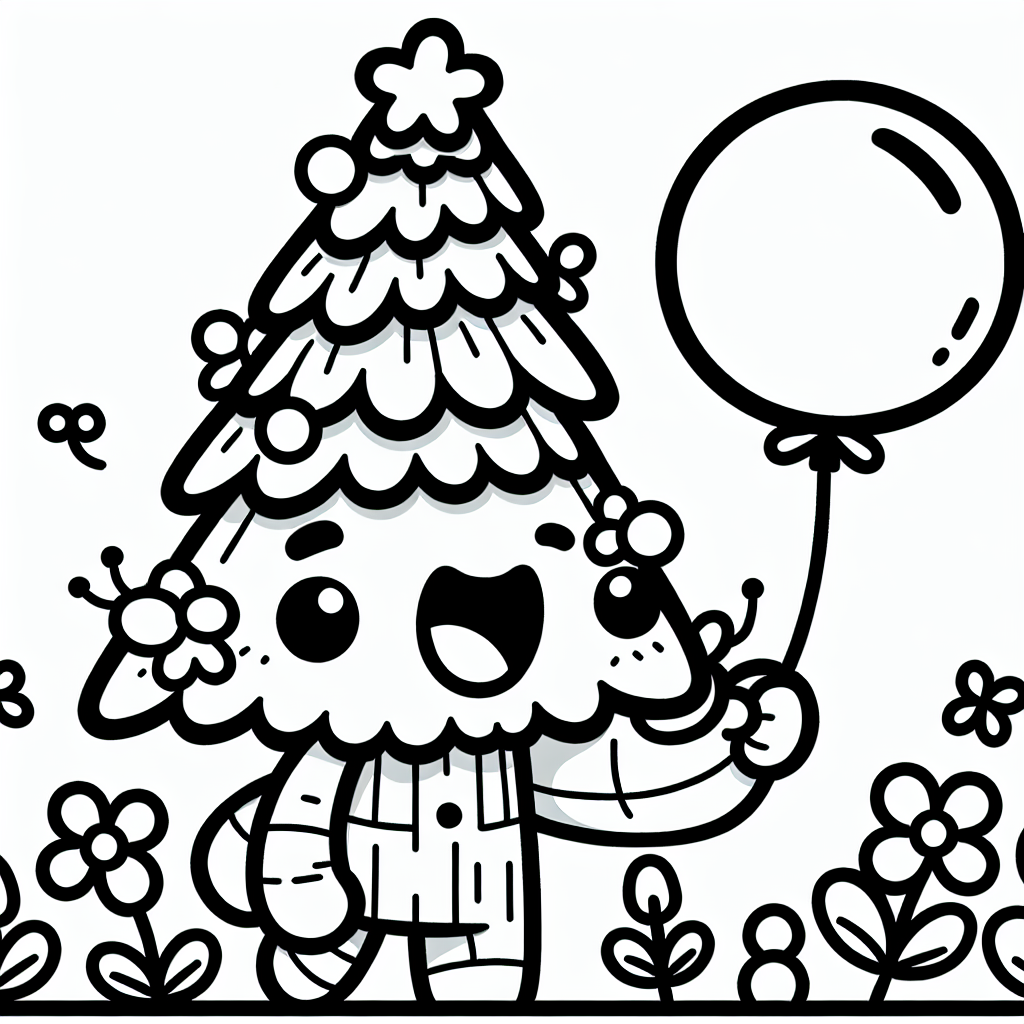 Aufgeregter Zauberbaum - Tags: Weihnachten, Ausmalbild, Tannenbaum, Kreativ, Festlich