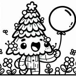 Aufgeregter Zauberbaum - Tags: Weihnachten, Ausmalbild, Tannenbaum, Kreativ, Festlich