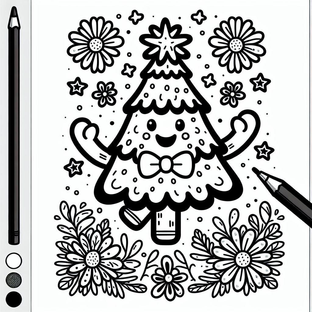 Springender Blumengruß - Weihnachten, Tannenbaum, Ausmalbild, Kreativität, Familie