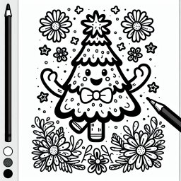 Springender Blumengruß - Weihnachten, Tannenbaum, Ausmalbild, Kreativität, Familie