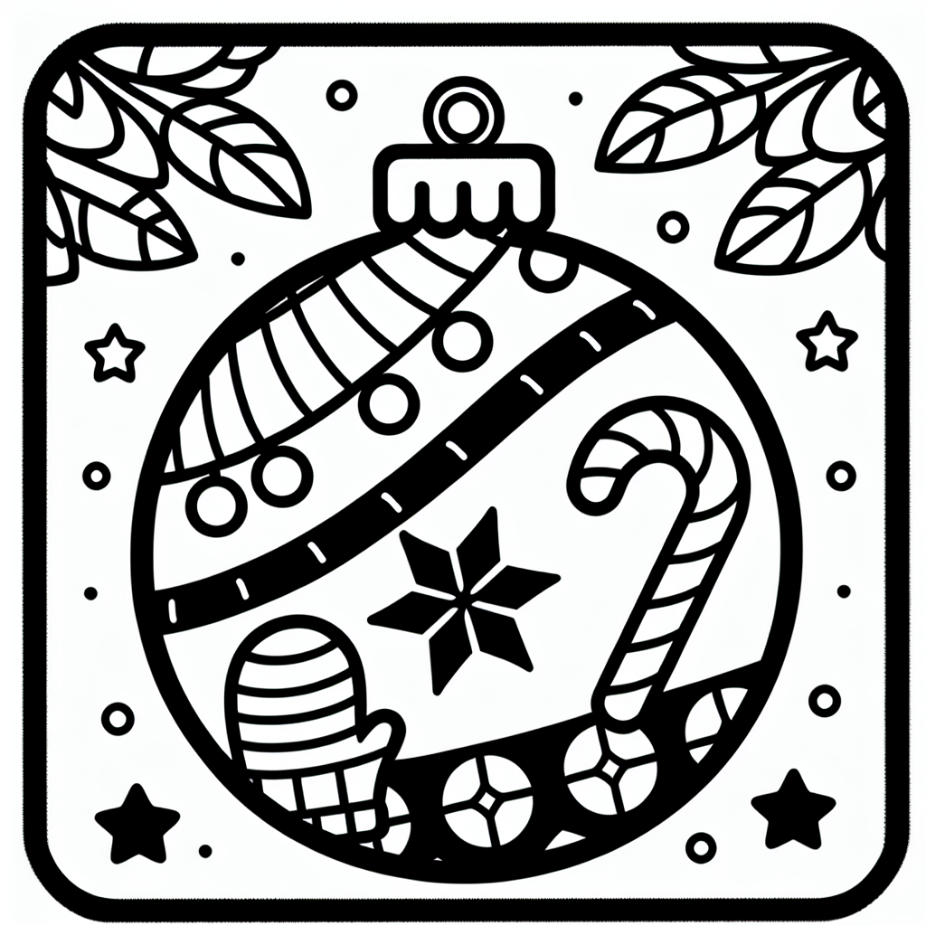 Weihnachten mit Glanz - Weihnachten malen, Wintermorgen Ausmalbild, festliche Details