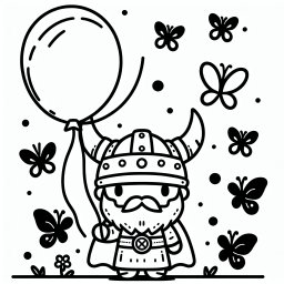 Lustiger Luftkrieger - Tags: Wikinger, Ausmalbild, Abenteuer, Fantasie, Kinderkunst