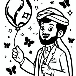 Bunter Ballonzauberer – #Zauberer #Magie #Kreativität #Ausmalbild #Abenteuer