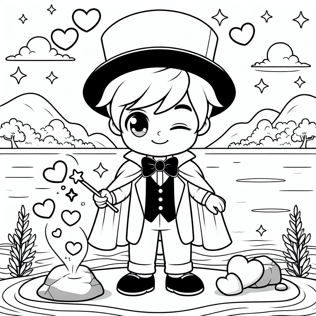 Neugieriger Zauberer - Zauberer, Magie, Sommer, Ausmalbild, Kreativität