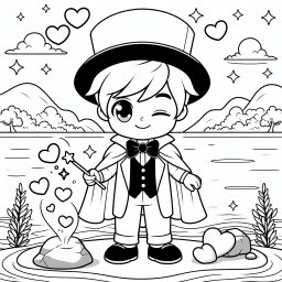 Neugieriger Zauberer - Zauberer, Magie, Sommer, Ausmalbild, Kreativität