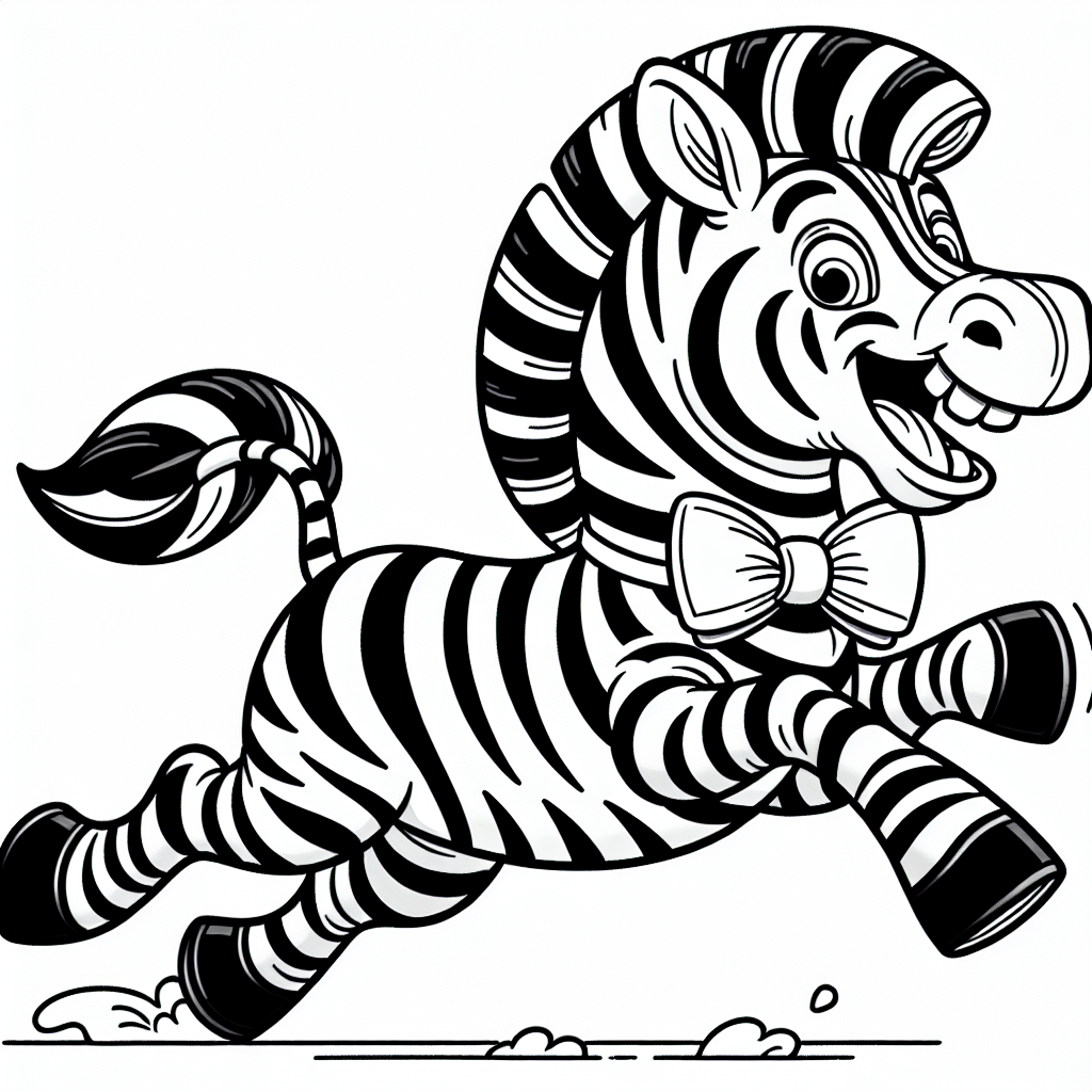 Hüpfendes Flitzebra - Tags: Ausmalbild, Zebra, Kreativität, Farben, Kinderkunst