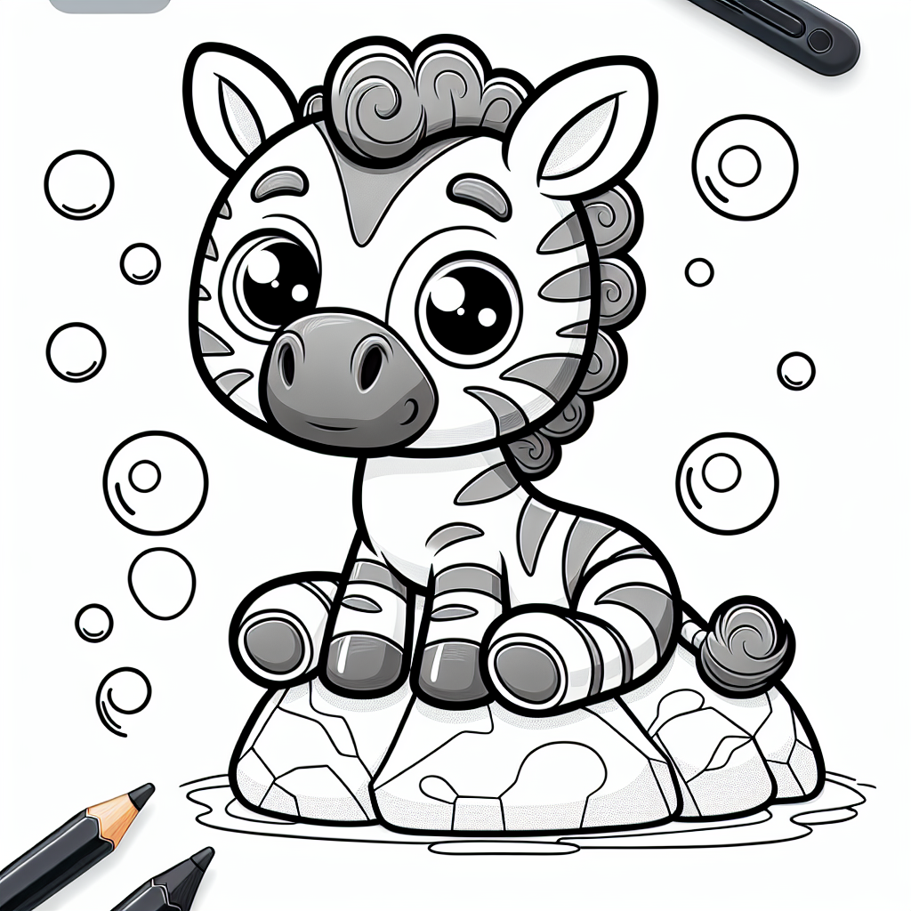 Neugieriges Blasenzebra - Tags: Zebra, Ausmalbild, Kreativität, Blasen, Kinderkunst