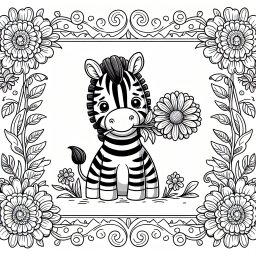 Blumiges Jubelzebra - Tags: Zebra, Ausmalbild, Kreativität, Bunt, Kinderkunst.