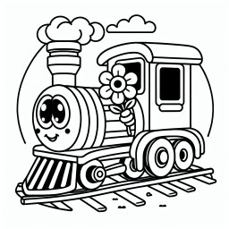 Lustiger Blumenzug – **Tags:** #Ausmalbild #Züge #Kreativität #Kinderspaß #Lokomotive