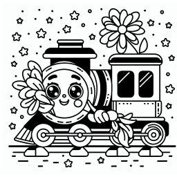 Fröhlicher Sternenzug – Tags: #Zug #Lokomotive #Ausmalbild #Kinder #MagischeReise