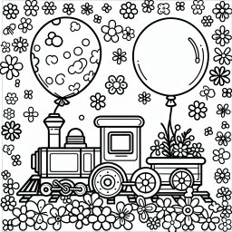 Fröhliches Blumengefährt – #Züge, #Ausmalspaß, #Lokomotive, #Bahnhof, #FantasieReise