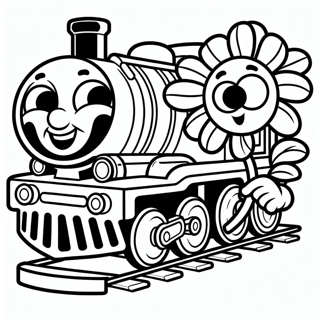 Es war einmal eine aufgeregte Lokomotive namens Luki, die an einem sonnigen Morgen im Bahnhof von Fröhlingen auf einer aufregenden Mission unterwegs war. Luki, die normalerweise mit ihren Waggons voller Passagiere und Güter über die Schienen sauste, hatte heute etwas ganz Besonderes vor. Sie hielt mit ihrem mechanischen Greifarm eine wunderschöne, bunte Blume. Die Blume war für ihre beste Freundin, die elegante Waggondame Ella.
Während Luki mit einem fröhlichen "Tuut-Tuut" durch die farbenfrohe Landschaft dampfte, leuchtete das Signal auf, das den Zugpassagieren bedeutete, dass bald etwas Besonderes passierte. Die Kinder an Bord waren begeistert und schnitten Grimassen aus den Fenstern. "Warum eine Blume?", fragte ein kleines Mädchen. "Nun", antwortete der Zugführer, "es ist Ellas Geburtstag, und Luki möchte ihr eine Freude machen!"
Beim Bahnhof angekommen, strahlte Ella vor Freude, als Luki die Blume überreichte. Die Kinder halfen dabei, die Lokomotive und die Waggons auszumalen, und verwendeten dabei alle Farben des Regenbogens, um die Szene noch lebendiger zu machen.
Am Ende des Tages war es nicht nur ein schöner Ausflug, sondern auch eine Lektion über Freundschaft und die Freude, anderen eine Freude zu machen.