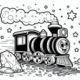 Fröhlicher Felsenexpress – #Zug #Bahnhof #Lokomotive #Waggon #Schienen