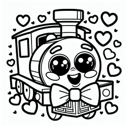 Freudiger Herzexpress – Tags: #Züge #Kreativität #Ausmalbild #Lokomotive #Kinderphantasie