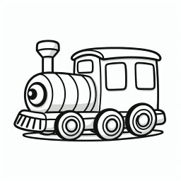 Lachender Zugballon – Tags: Zug, Ausmalbild, Lokomotive, Waggon, Abenteuer.