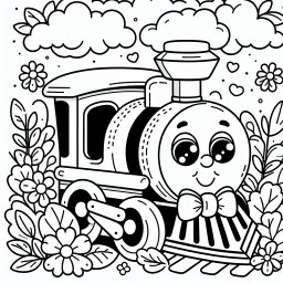 Blumenexpress 🌸🚂 – Tags: #Zug #Lokomotive #Ausmalbild #Fröhlich #Kinder