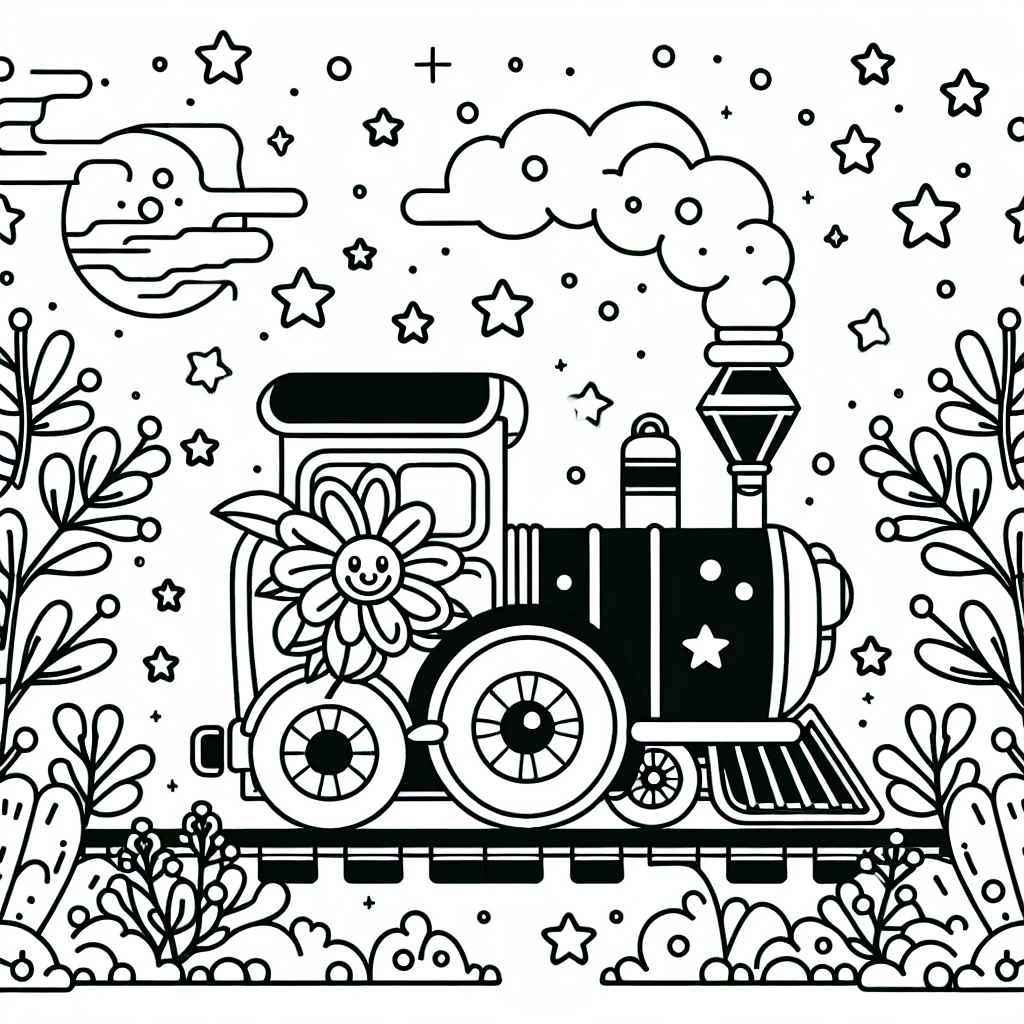 Choo-Choo! Macht euch bereit für eine fröhliche Fahrt mit unserem lustigen Zug-Ausmalbild! Dieser besondere Zug hat einen ganz besonderen Auftrag - er hält stolz eine blühende Blume in seinen Händen, und um ihn herum funkeln kleine Sterne wie ein leuchtendes Abenteuer am Nachthimmel. Die klaren, schwarzen Linien machen das Ausmalen einfach und spaßig für alle kleinen Künstler und Künstlerinnen.
Stellt euch vor, ihr seid der Lokomotivführer auf einer spannenden Reise, die an bunten Bahnhöfen vorbeiführt. Welche Farben hat eure Blume? Vielleicht strahlt sie in leuchtendem Gelb oder fröhlichem Rosa? Und wie sieht euer Waggon aus? Ihr könnt ihn in eure Lieblingsfarben tauchen - ob blau, rot oder sogar mit Regenbogenstreifen!
Vergesst nicht, eurer Fantasie freien Lauf zu lassen, indem ihr den Himmel mit den funkelnden Sternen in strahlendem Gelb oder geheimnisvollem Dunkelblau bemalt. Vielleicht zeichnet ihr auch Schienen darunter und malt ein Signal, das dem Zug den Weg weist.
Viel Spaß beim Ausmalen und lasst euren bunten Zug zum Leben erwachen!