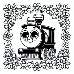 Kesse Blumendampflok – Tags: #Züge #Ausmalbilder #Kreativität #Kinder #Lokomotive