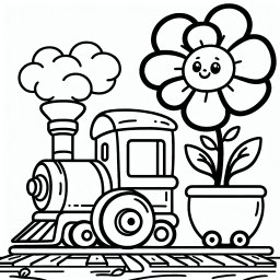 Fröhlicher Blütenzug – Tags: #FreundeFürsLeben #AbenteuerMitBlumen #ComicZüge #Schienenstadt #LukiDerZug