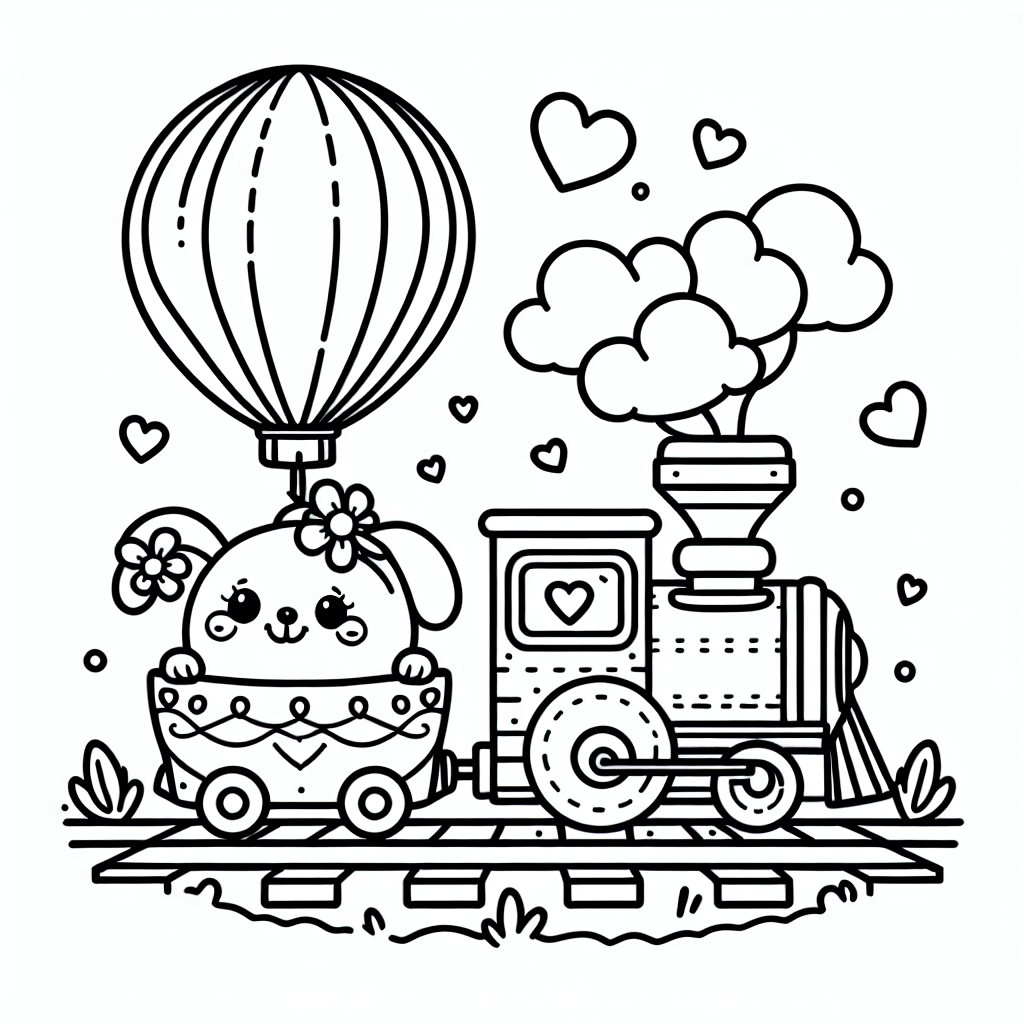Hallo liebe kleine Künstler! Heute haben wir ein wunderbares Ausmalbild für euch. Es zeigt einen ruhigen Zug mit einem süßen Herzballon, der durch die Landschaft dampft. Der Zug besteht aus der starken Lokomotive und den gemütlichen Waggons, die aneinander gereiht sind. Vielleicht hast du schon einmal einen Zug am Bahnhof gesehen, wie er auf den Schienen entlangfährt, während das Signal pfeift. Dieses Bild ist ganz einfach gehalten, sodass du deiner Kreativität freien Lauf lassen kannst. Male die klaren schwarzen Linien bunt an und bringe den Zug zum Strahlen!
Jetzt verrate ich dir ein kleines "Geheimnis": Weißt du, warum der Zug einen Herzballon hat? Wenn der Zug an das nächste Dorf kommt und die Menschen sehen, wie fröhlich der Herzballon im Wind tanzt, zaubert es ihnen ein Lächeln ins Gesicht. Und wer weiß, vielleicht bringt der Zug auch ein paar geheime Liebesbotschaften ins nächste Dorf!
Tipp: Du kannst die Lokomotive in strahlendem Rot ausmalen und die Waggons in bunten Farben, die du besonders magst. Sei kreativ und male die Schienen und das Signal so, dass dein Zug-Abenteuer voller Leben ist!