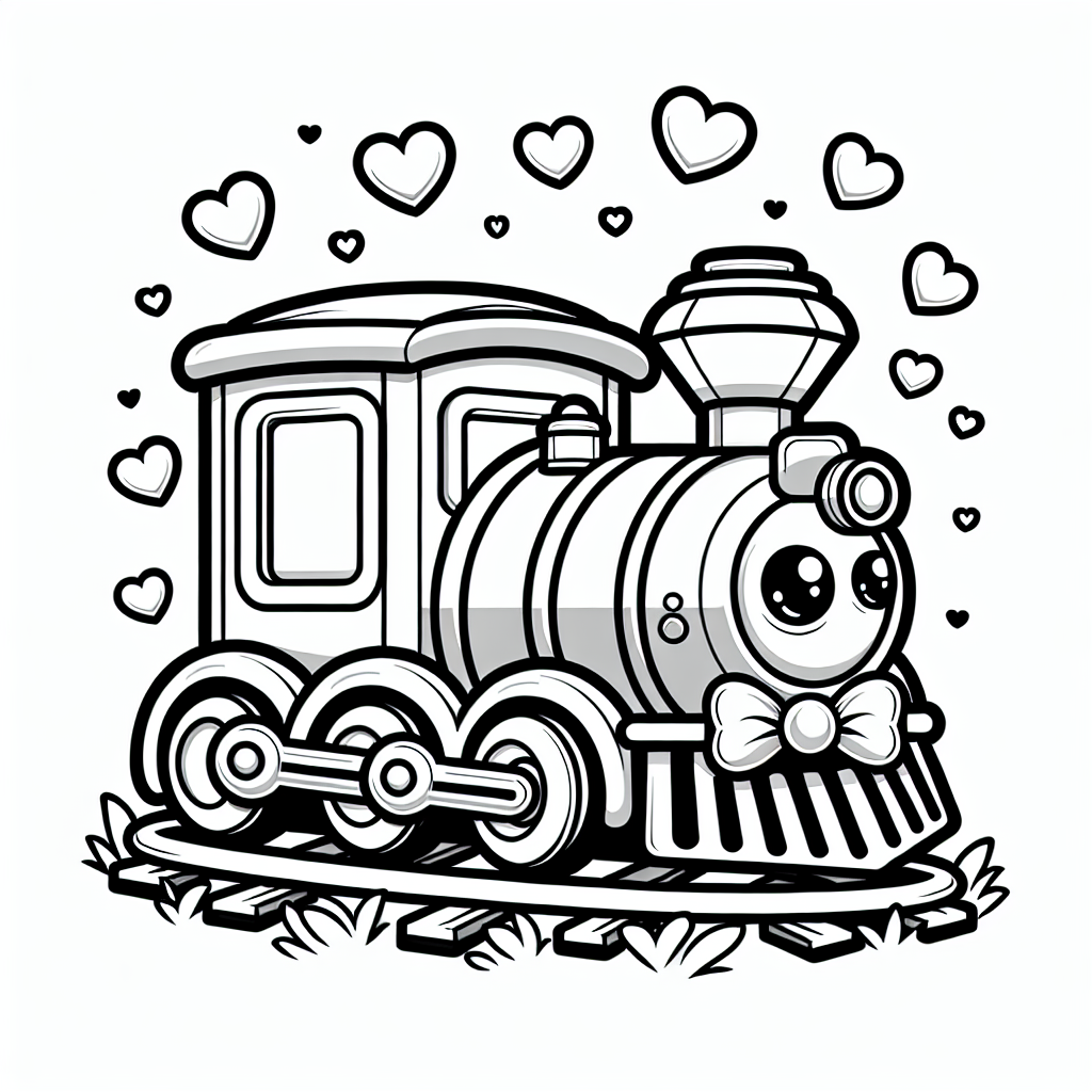 Es war einmal ein fröhlicher Zug namens Tobi, der in Farbe aufblühen wollte. Tobi, die Lokomotive, trug eine riesige Schleife und war von Herzen umgeben, die ihn noch freundlicher aussehen ließen. Jeden Morgen, wenn die Sonne über den Bahnhof schien, winkte Tobi den vorbeigehenden Kindern zu. „Kommt und malt mich aus!“, rief er fröhlich.
Tobis Waggons hatten verschiedene Persönlichkeiten: Der erste Waggon hieß Wolly und mochte kräftiges Rot, der zweite, Lila, träumte immer von einem himmelblauen Anstrich, und der dritte, Grünchen, konnte sich einfach nicht zwischen Gelb und Grün entscheiden. Um Tobi herum gab es viele bunte Signale, die immer wieder die Aufmerksamkeit der Maler auf sich zogen.
Wusstest du, dass Züge manchmal mehr als 400 Kilometer pro Stunde fahren können? Natürlich nicht Tobi - er mochte es, in Ruhe die Landschaft zu genießen, während er auf den Schienen sein fröhliches Lied pfiff.
Du kannst Tobi und seine Freunde in allen Farben des Regenbogens anmalen! Vielleicht wird Wolly rot wie ein Apfel, und Lila bekommt endlich ihr himmelblaues Kleid. Lass deiner Fantasie freien Lauf!