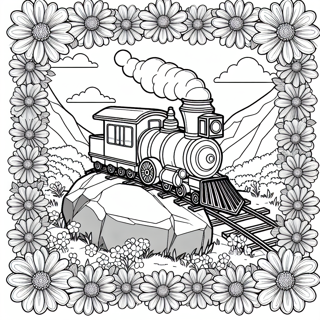 Entdecke das lustige Geheimnis des ruhigen Zuges, der auf einem Felsen sitzt! Dieser besondere Zug nimmt sich eine kleine Auszeit von den Schienen, um die bunten Blumen zu bewundern, die um ihn herum wachsen. Weißt du, dass Züge normalerweise auf Schienen fahren? Aber dieser Zug hat sich entschieden, eine Pause zu machen, bevor er zurück zum Bahnhof fährt.
Stell dir vor, wie die Lokomotive, die das Herz des Zuges ist, fröhlich pfeift, wenn sie all die leuchtenden Farben der Blumen sieht. Die Waggons, die sie hinter sich herzieht, sind vollgepackt mit geheimen Geschichten und Abenteuern, die nur darauf warten, von dir ausgemalt zu werden.
Ein kleiner Tipp: Wenn du die Blumen um den Zug herum in verschiedenen Farben gestaltest, wird das Ausmalbild noch lebendiger. Und was ist mit dem Signal? Es könnte dir helfen, eine neue Geschichte zu erfinden - vielleicht ist es ein magisches Signal, das dem Zug zeigt, wann es Zeit ist, wieder loszufahren!
Viel Spaß beim Ausmalen dieses einzigartigen Bildes und beim Erfinden deiner eigenen Zugabenteuer!